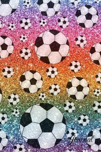 Journal: Faux rainbow glitter soccer notebook