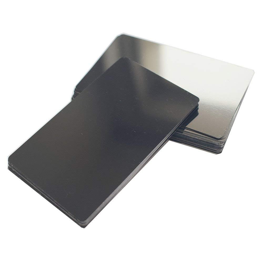 Retermit 50pcs Laser Engraved Metal Business Cards Blanks 3.4x2.1in Thicknes (0.2mm) Laser Engraving DIY Gift Cards Laser Engraver Card Engraving Metal