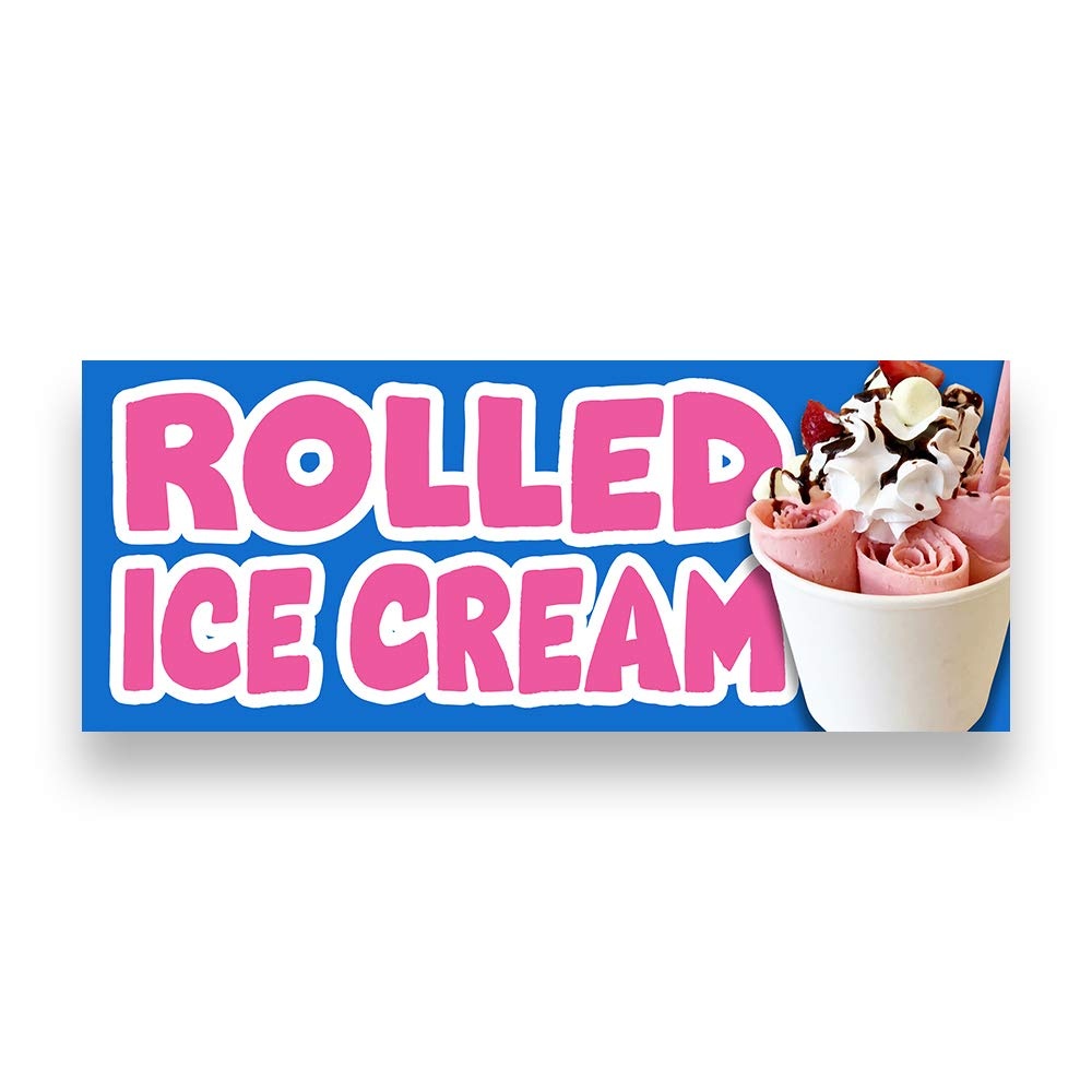 Rolled ICE Cream Vinyl Banner 5 Feet Wide by 2 Feet Tall
