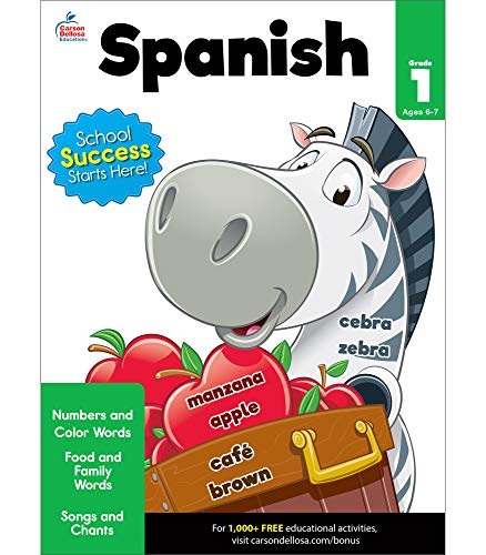 Carson Dellosa Beginning Spanish WorkbookâGrade 1 Spanish Learning for Kids, Spanish Vocabulary Builder With Numbers, Colors, Songs, Common Words (80 pgs) (Brighter Child: Grades 1)