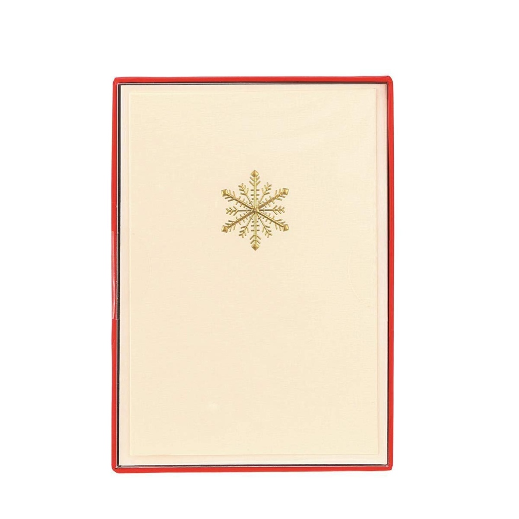 Graphique Traditional Snowflake Boxed Cards — 15 Embellished Gold Foil and Glitter Snowflake Holiday Cards, Christmas Cards Includes Matching Envelopes and Storage, Box 3.25" x 4.75"