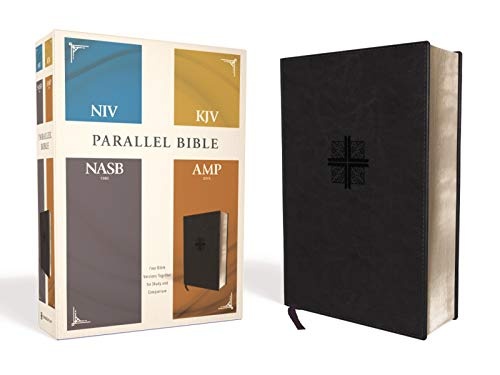 NIV, KJV, NASB, Amplified, Parallel Bible, Leathersoft, Black