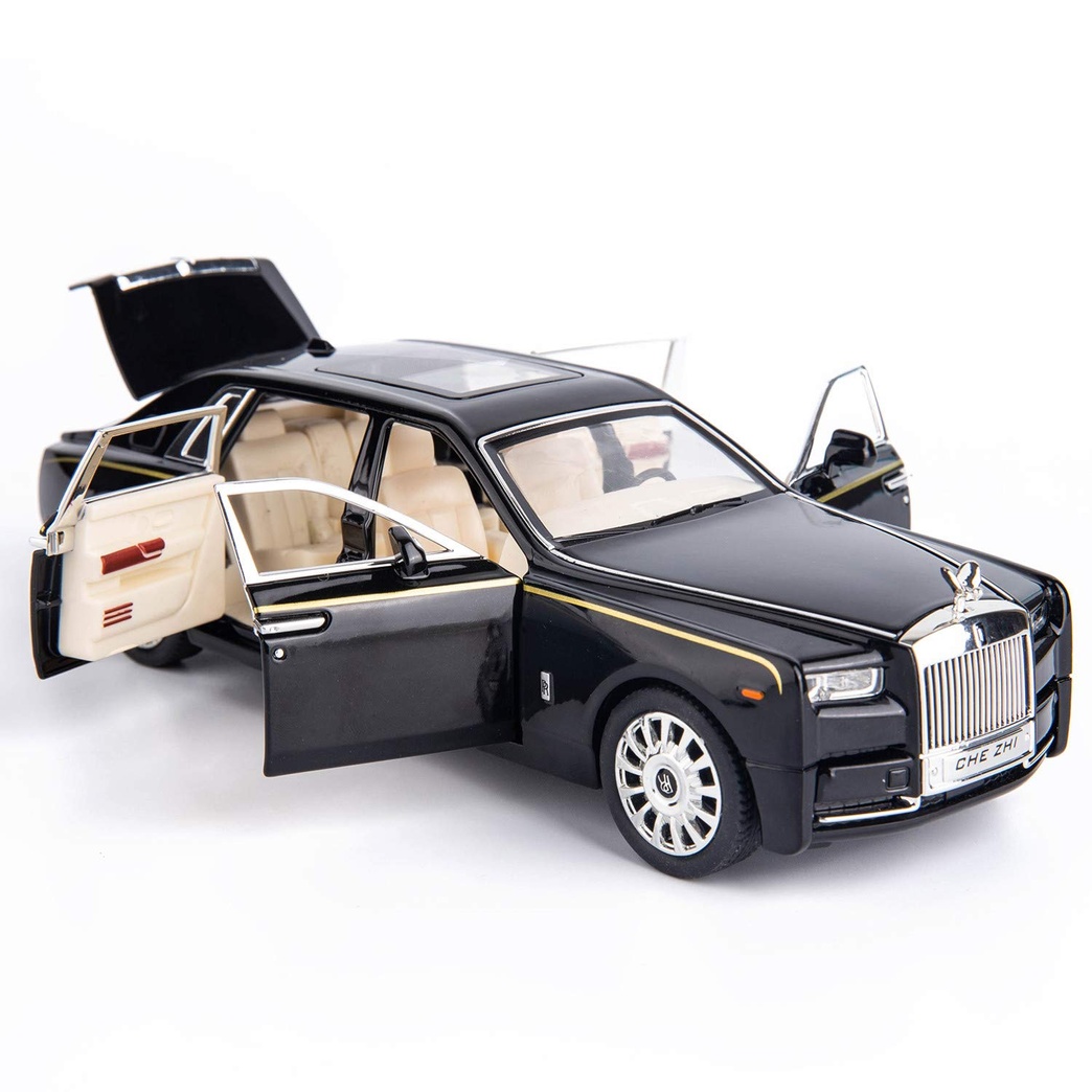 BDTCTK 1/24 Rolls-Royce Phantom Model Car,Zinc Alloy Pull Back Toy car with Sound and Light for Kids Boy Girl Gift(Black)
