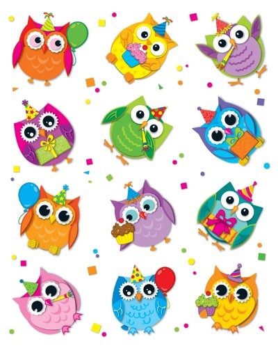 Carson Dellosa Celebrate with Colorful Owls Shape Stickers (168145)