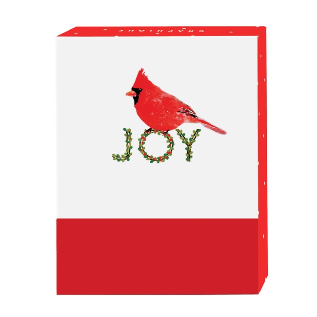 Graphique Cardinal and Joy Holiday Petite Boxed Cards – 15 Cards Embellished with Clear and Red Glitter, Includes Matching Envelopes and Storage Box, Cards Measure 3.25” x 4.75” (BH216)