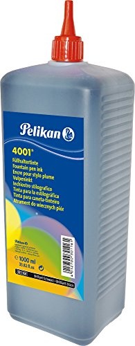 Pelikan 4001 Bottled Ink for Fountain Pens, Brilliant Black, 1 Liter, 1 Each (301168)