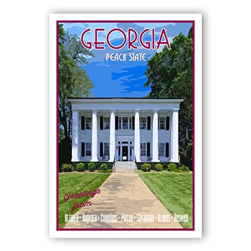 GEORGIA TRAVEL POSTER postcard set of 20 identical postcards. GA state vintage style travel poster post cards. Made in USA.