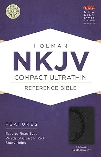 NKJV Compact Ultrathin Bible, Charcoal LeatherTouch