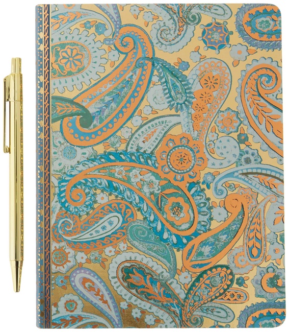 Punch Studio Journal and Pen Set, Blue Paisley (43933)