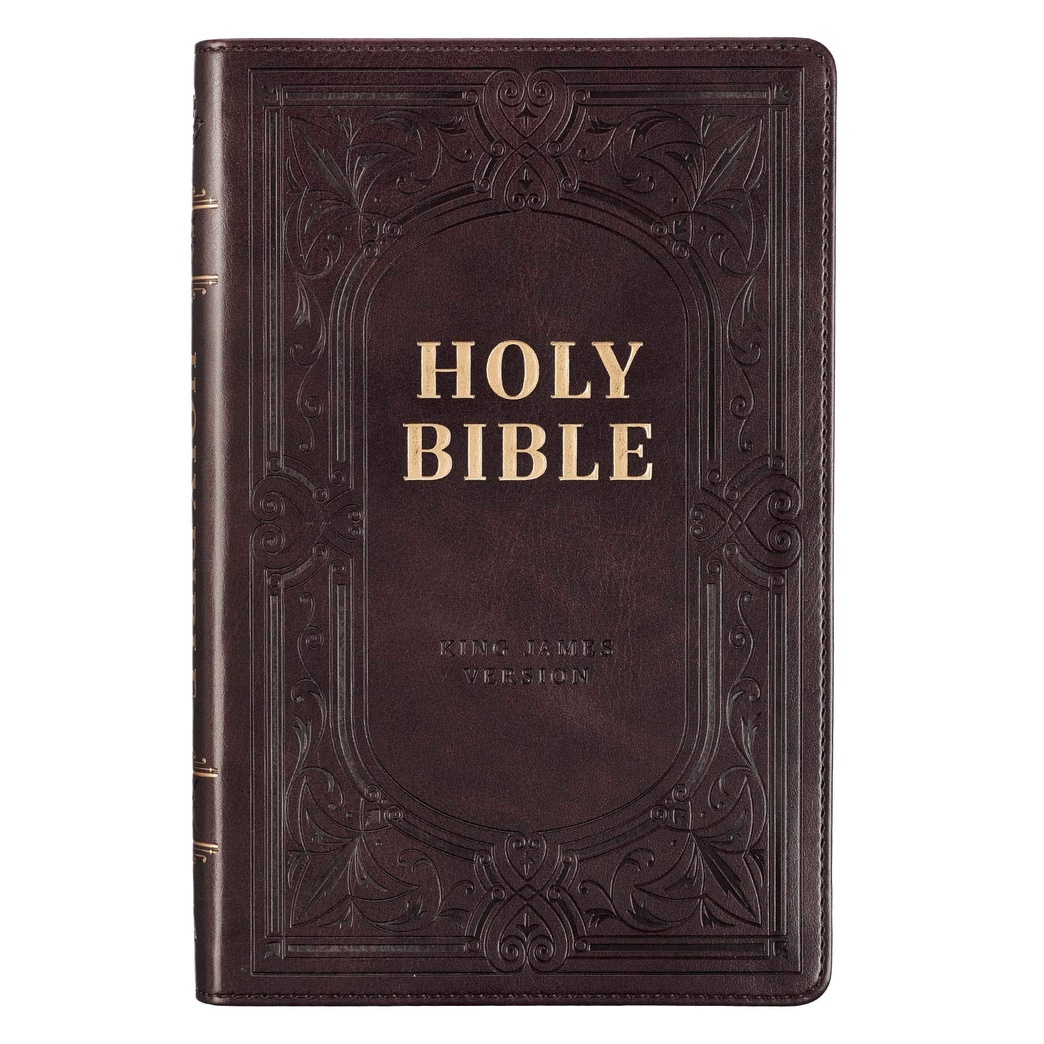 KJV Holy Bible, Standard Size Faux Leather Red Letter Edition - Thumb Index & Ribbon Marker, King James Version, Dark Brown